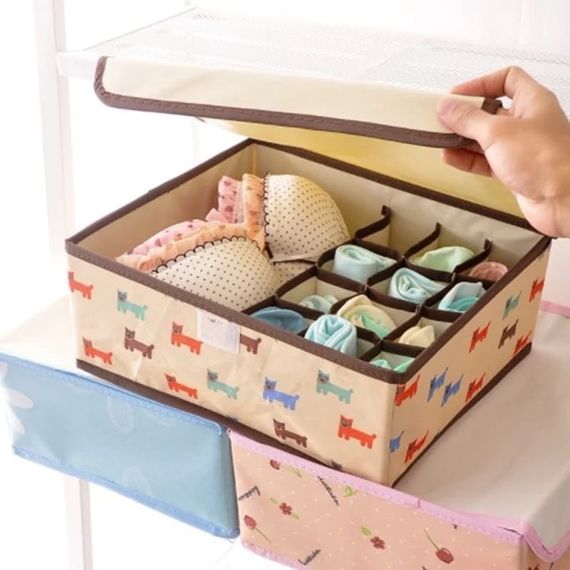 [TOYOU SHOP T12] STORAGE BOX 2 IN 1 | TEMPAT PENYIMPANAN PAKAIAN DALAM | 12 GRID STORAGE BOX