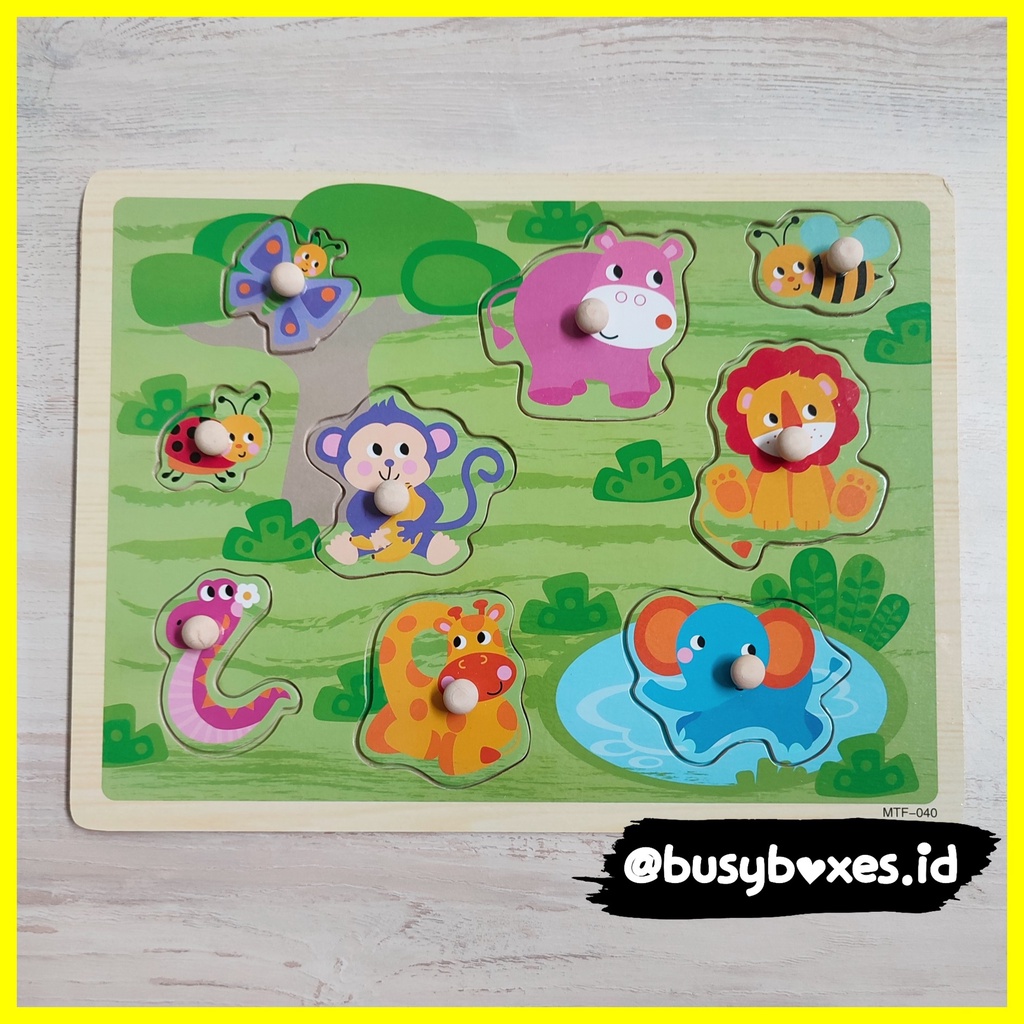 busyboxes] mainan edukasi anak 2 tahun mainan edukasi anak 3 tahun puzzle kayu wooden toys puzzle knob mainan montessori puzzle binatang hippo puzzle hewan