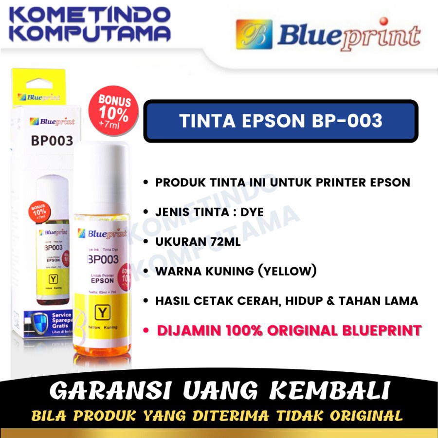 YELLOW 72ML EPSON T 003 BLUEPRINT TINTA BOTOL ORIGINAL 100%