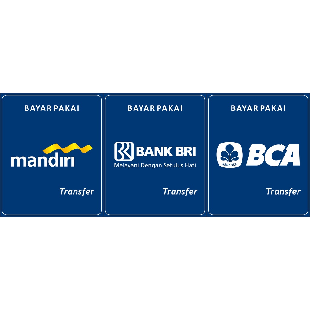 

STIKER VINYL BAYAR PAKAI BRI, BCA, MANDIRI ( DIJUAL SATUAN )