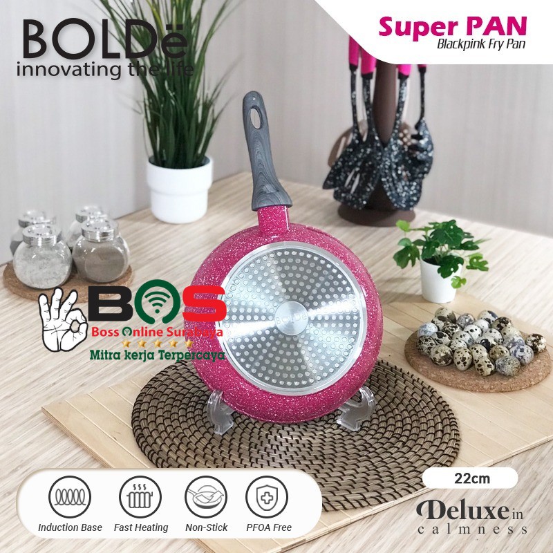 Bolde Frypan Super Pan 22 CM Blackpink Granite Keramik Anti Lengket