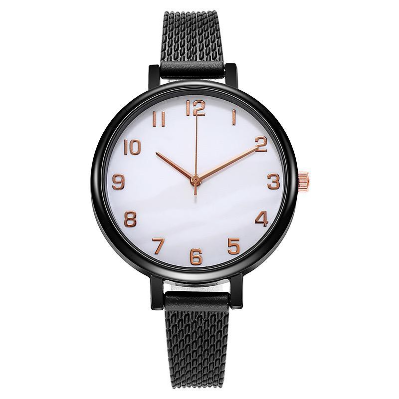 ✅COD [BBS] Jam Tangan Analog Quartz Tali Strap PU Corak Dengan Warna Gradasi Untuk Wanita Dan Pria-Putih