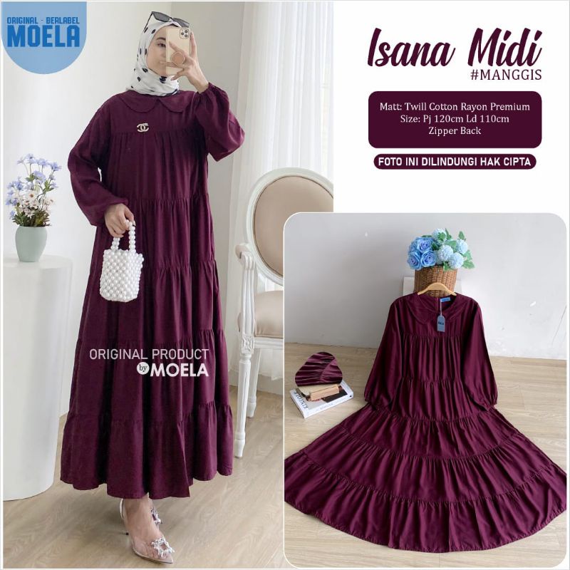 Isana Midi Dress Moela Rayon Premium PJ 120 LD 110