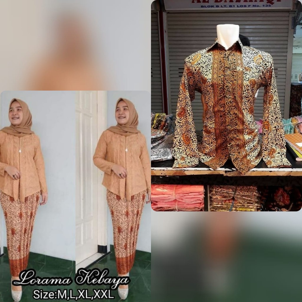 couple set kebaya brukat floy kemeja hem panjang terbaruu