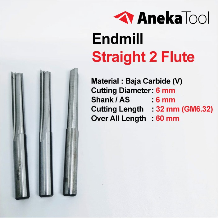 AT ENDMILL 6mm 2F STRAIGHT Wood MDF CNC Carbide Router Bits