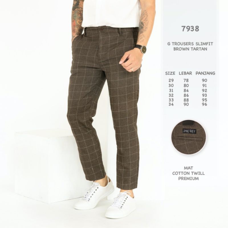  CELANA  PRIA TARTAN SLIMFIT CELANA  CHINO TROUSERS CELANA  