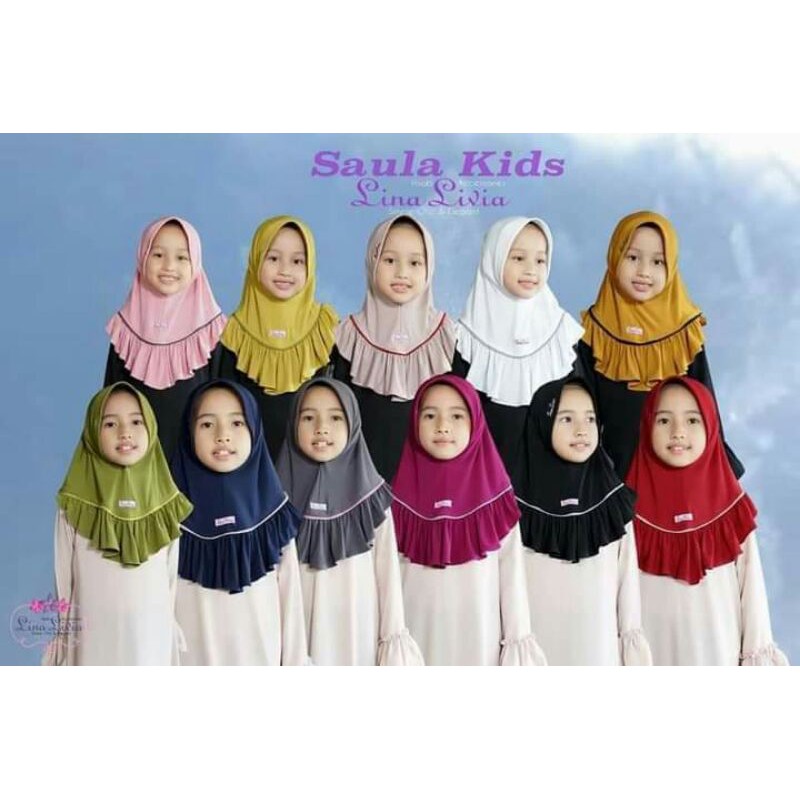 SAULA KIDS LINALIVIA HIJAB JILBAN ANAK LINA LIVIA JILBAB RAMPEL ANAK LUCU