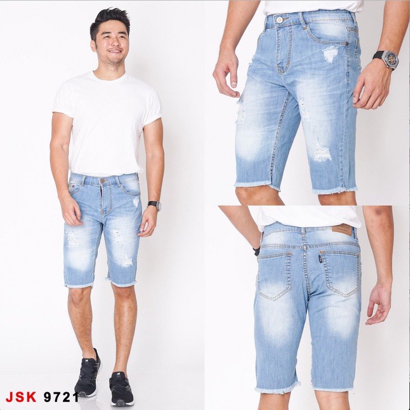[SIZE 28-34] CARLOS 3/4 Short Pants Jeans - 6 WARNA / Celana Pendek Pria Bigsize