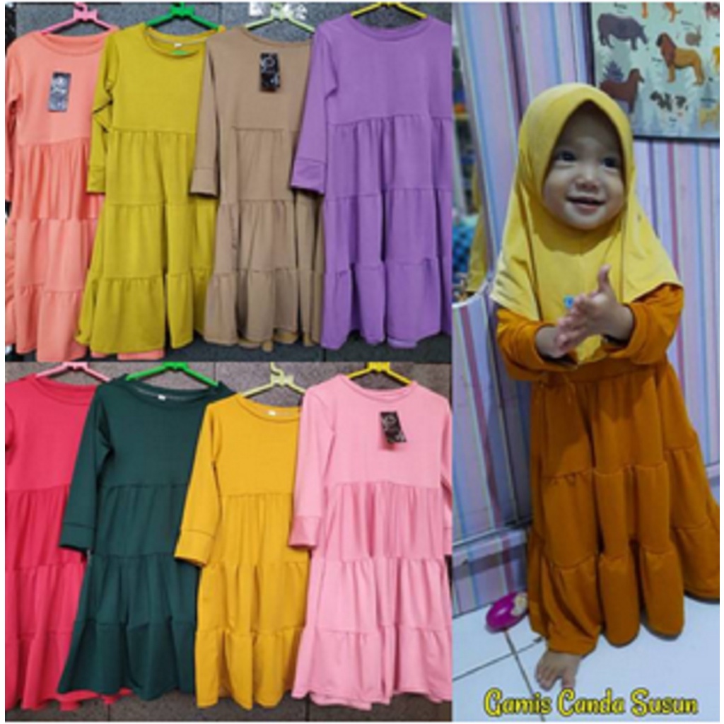 (BISA COD) GAMIS ANAK SUSUN /GAMIS JERSY ANAK MODEL SUSUN SERUT REMPEL / BAHAN JERSEY