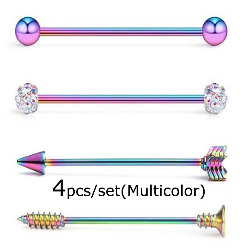 4pcs/sets 14G Scaffold Barbell Earring Tribal Arrow Cartilage Piercing Stainless Steel