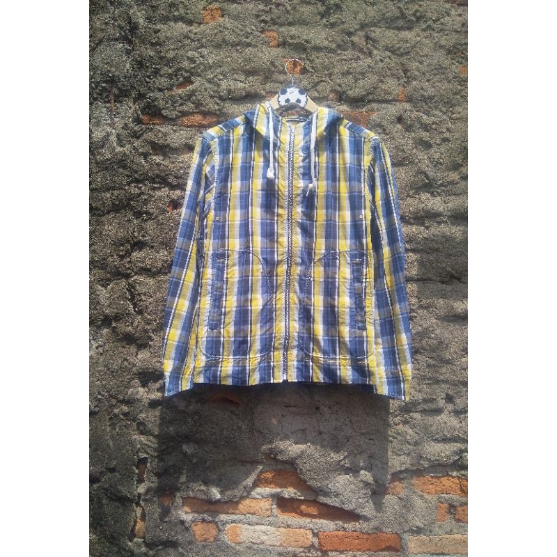 JACKET HOODIE ZIPPER UNIQLO MOTIF KOTAK  ORIGINAL