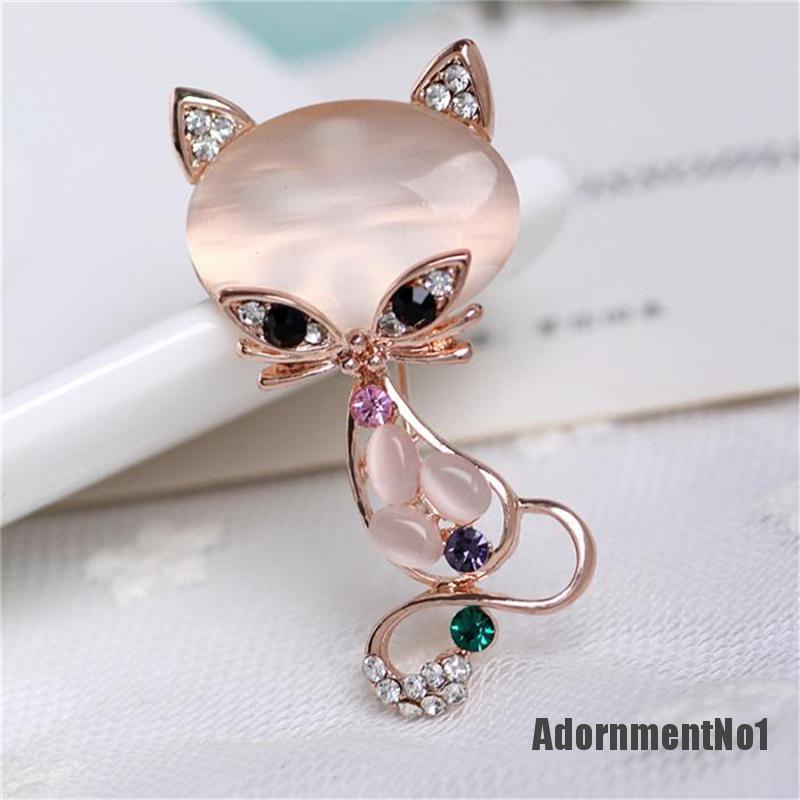 (Adornmentno1) Bros Pin Bentuk Rubah Opal Untuk Wanita