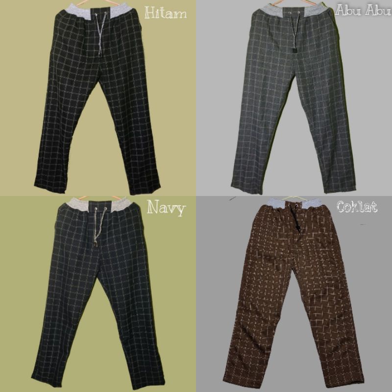 (harga promo) CELANA TARTAN PANJANG PRIA DEWASA KOTAK KOTAK SLIM FIT RIP PINGGANG KOLOR | ANSTORE14 termurah