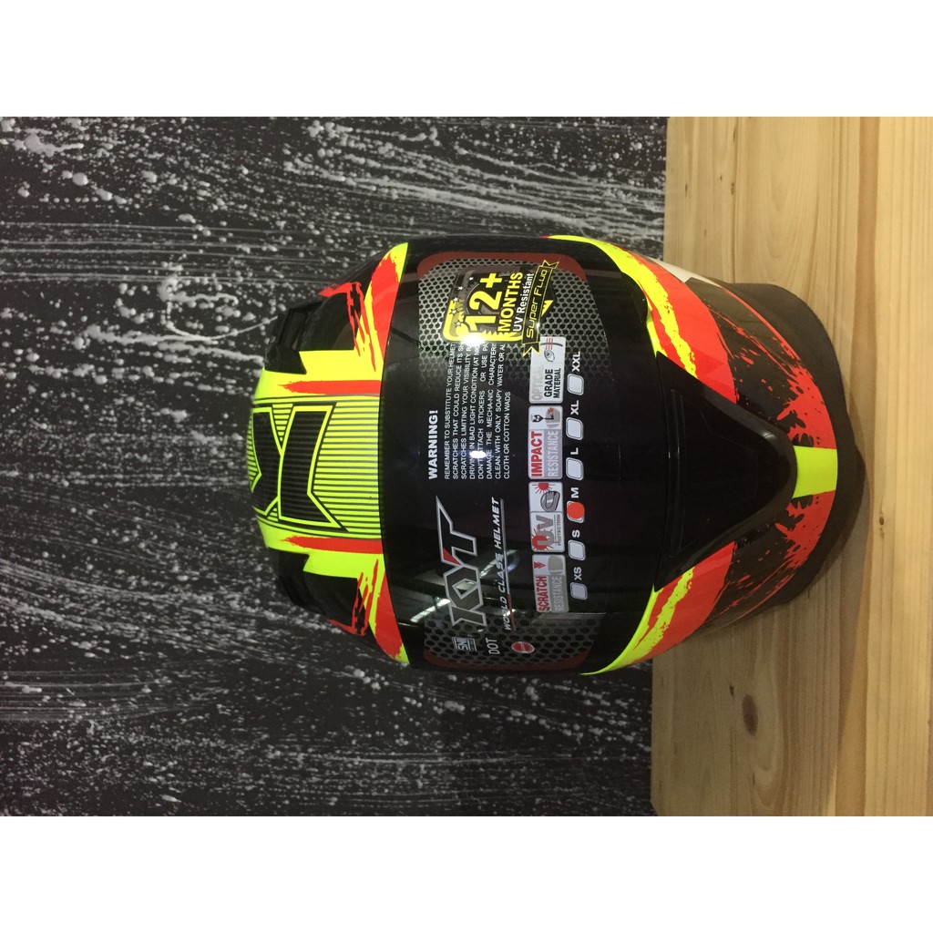 Helm Full Face KYT R10 Seri 2 Yellow Black Red - KYT R10 Seri 2 Kuning Hitam Merah