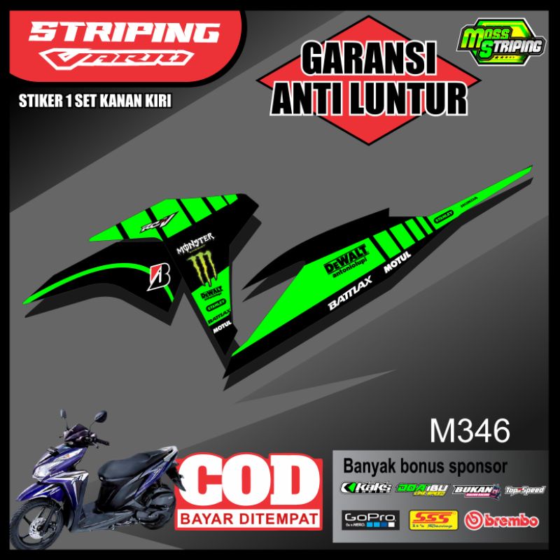 Sticker Striping Decal Variasi VARIO 125 TECHNO CBS PGM-FI - Setriping Lis Variasi Vario 125 Old Lam