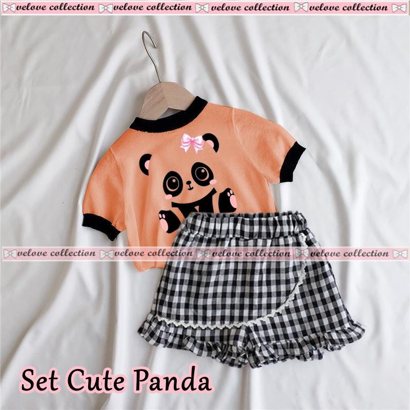 Set cute panda kid Setelan Queenie Baju Setelan Anak Cewek /Stelan ANAK perempuan/baju anak terbaru Stelan baju anak karakter