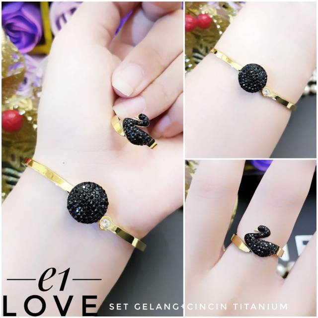 Titanium gelang dan cincin 1525j