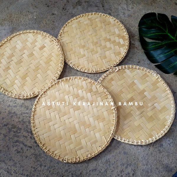 Tatakan Piring Bahan Bambu Bentuk Bulat Diameter 20 cm/Placemate Bambu/Tatakan Piring Hiasan Meja Ta