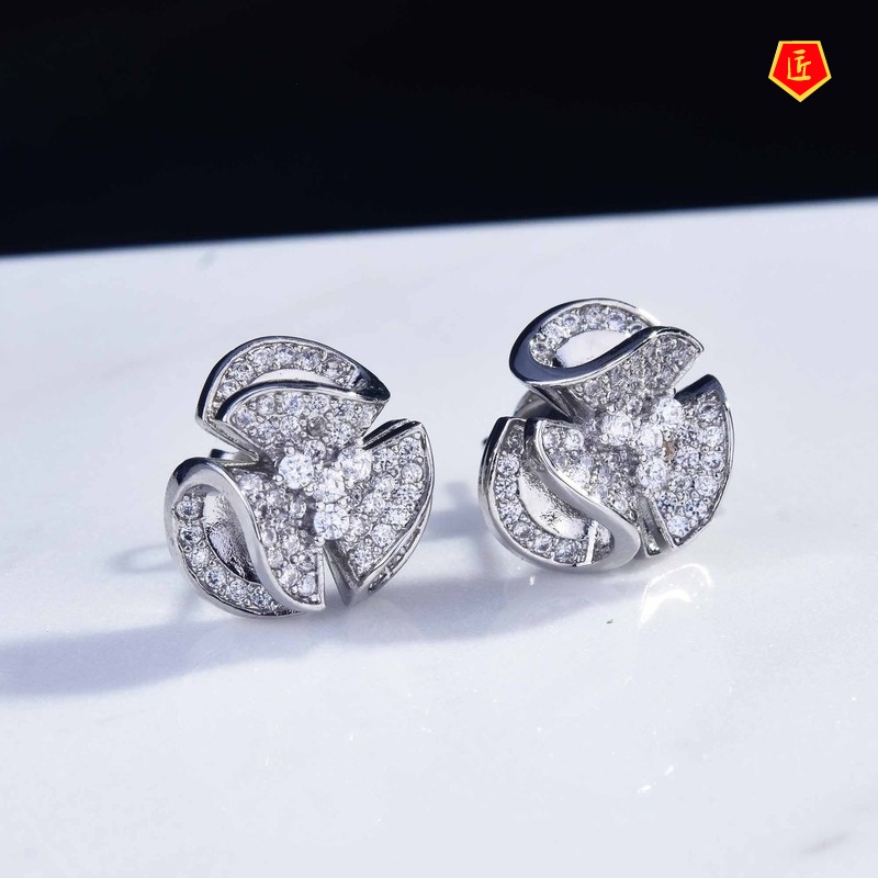 [Ready Stock]Fashion Elegant Pt950 Begonia Stud Earrings