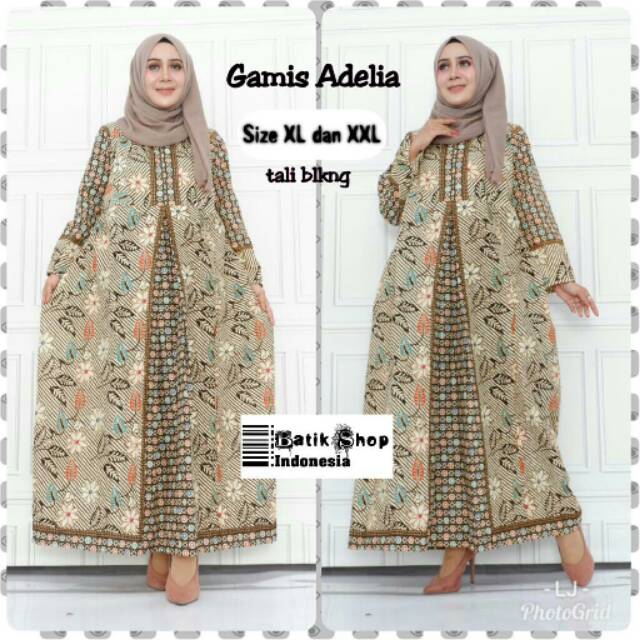 Gamis Adelia Seling Batik Solo Premium Baju Muslim Kondangan Casual Jumbo