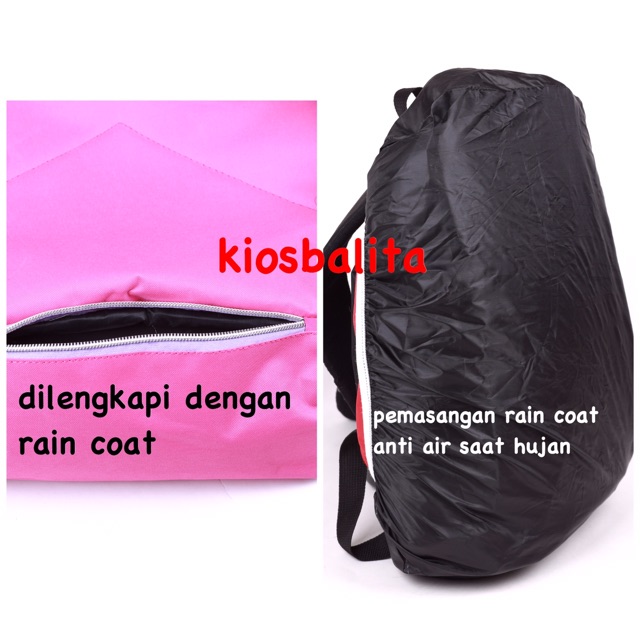 TAS RANSEL ANAK ANTI MALING DENGAN RAIN COAT &amp; TEMPAT LAPTOP/ tas anak sekolah/tas travelling