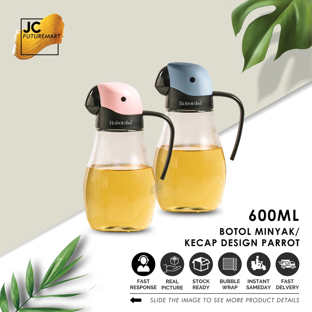 BOTOL KACA MINYAK KECAP SYRUP 600ML | PARROT OIL SAUCE DISPENSER AUTO