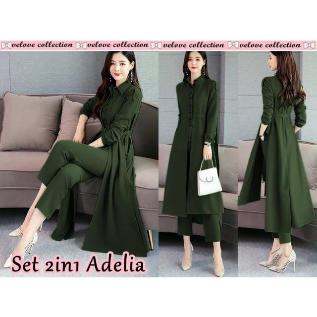 Bisa COD Set Adelia kemeja kancing Set 2in1