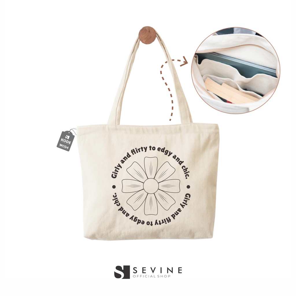 Sevine Tote Bag Kanvas Emily Tas Resleting Wanita Kuliah Fashion Laptop Totebag Vintage Series Quotes Aesthetic  - WCG