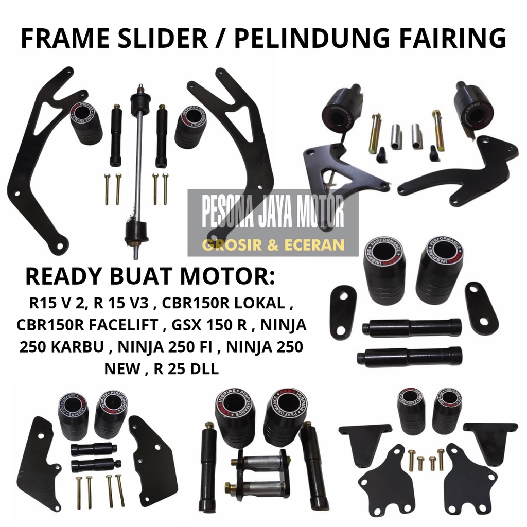 Frame Slider Agna Pelindung Fering Agna R15 V2,R15 V3,Cbr 150 R,Gsx 150r,Ninja 250 Karbu,Fi,R25,Ninja 250 New Dll