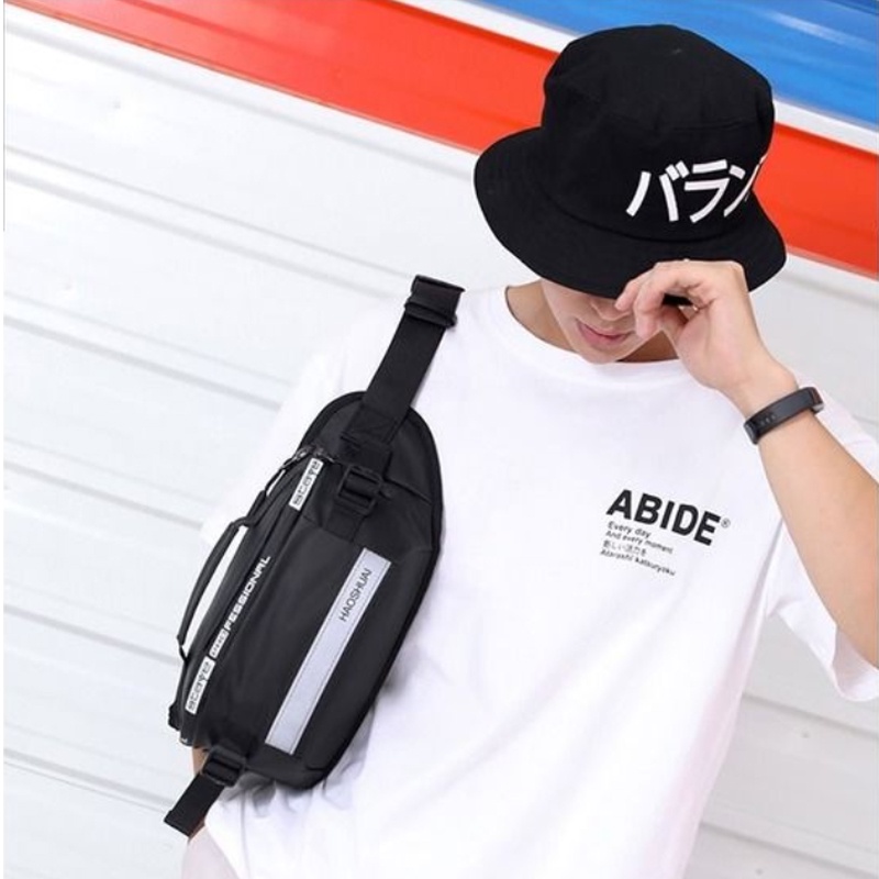 COD Haoshuai Tas Pinggang Pria Import Tas Selempang Pria Waterproof Casual  Waistbag Original Fashion Cowo