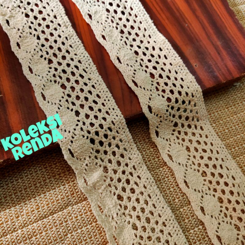 (harga per 100cm) renda rajut lebar 6cm, renda kait lebar 6cm