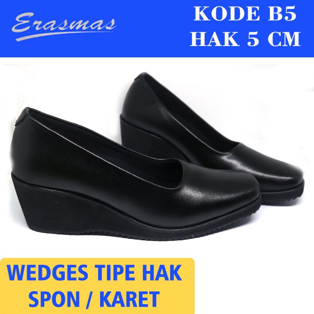 Sepatu Wedges Persit Bhayangkari Hak Karet 5 Cm B5 Erasmas Wedges Sol Karet Sepatu Wedges Formal