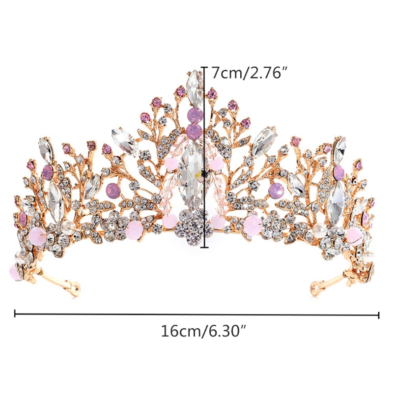 Siy Mahkotatiara Hias Berlian Imitasi Warna Pink Gaya Mewahputri Untuk Pengantin Wanita