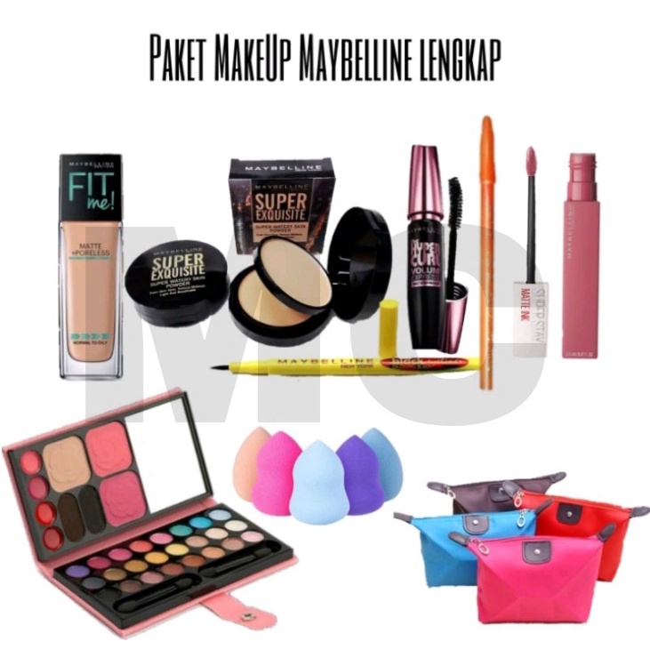 Paket Kosmetik Maybelline Super Lengkap Hemat 7 in 1 - Paket Make Up Maybelline Lengkap Murah - Paket Kecantikan Maybelline - Set Make Up