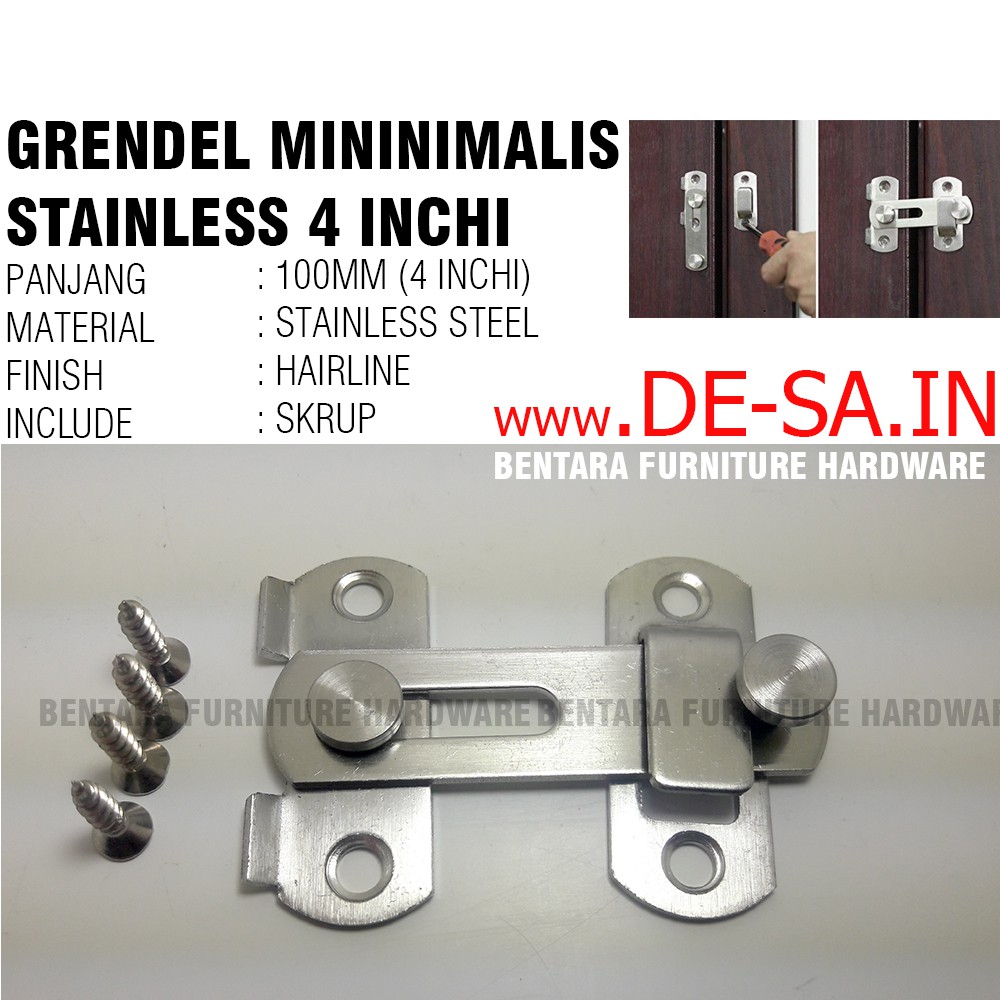 Grendel Kait Besar 4 Inchi Minimalis Stainless Steel -Pengaman Pintu Large Safety Latch