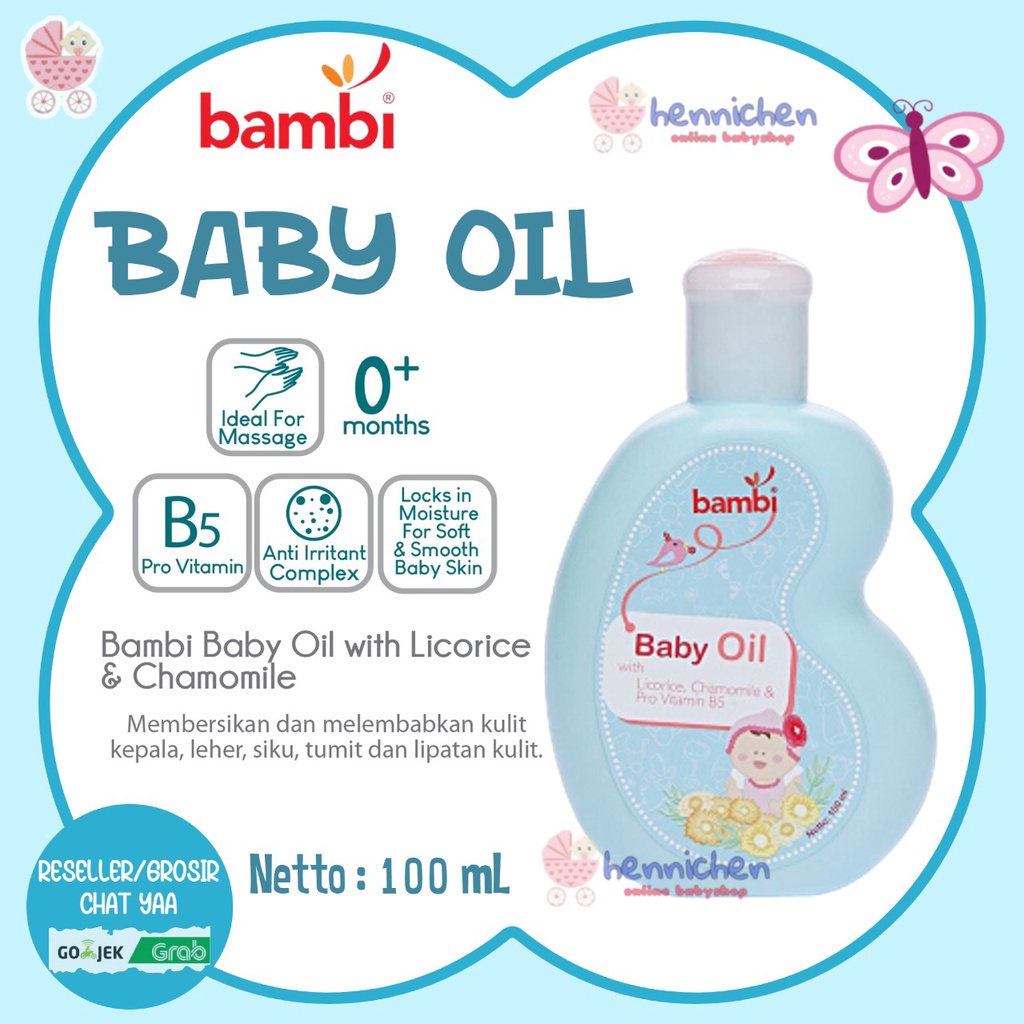 Bambi Baby Baby Oil with Licorice, Chamomile, &amp; Pro Vitamin B5 100ML