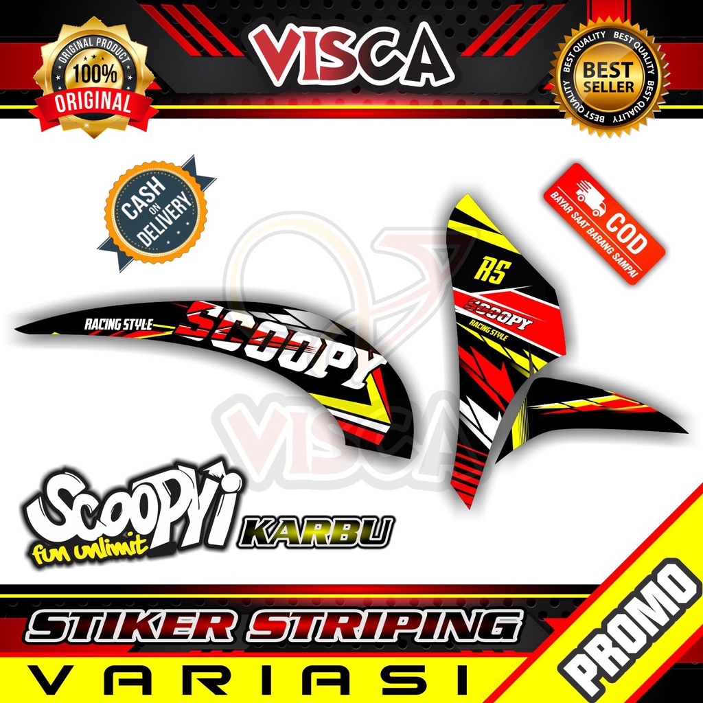 Striping Scoopy Karbu -  Sticker Striping Variasi Lis Scoopy Karbu - Striping Hologram Scoopy Karbu 