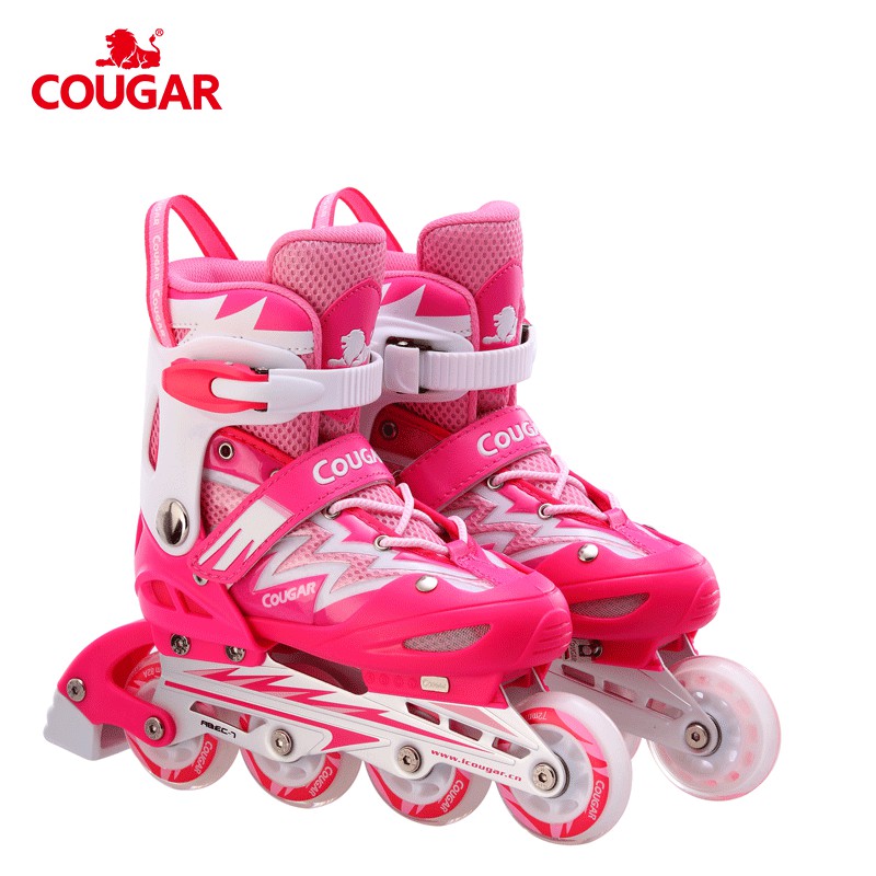 Sepatu Roda Anak Inlineskate Anak Pemula Cougar MZS835L Pink White