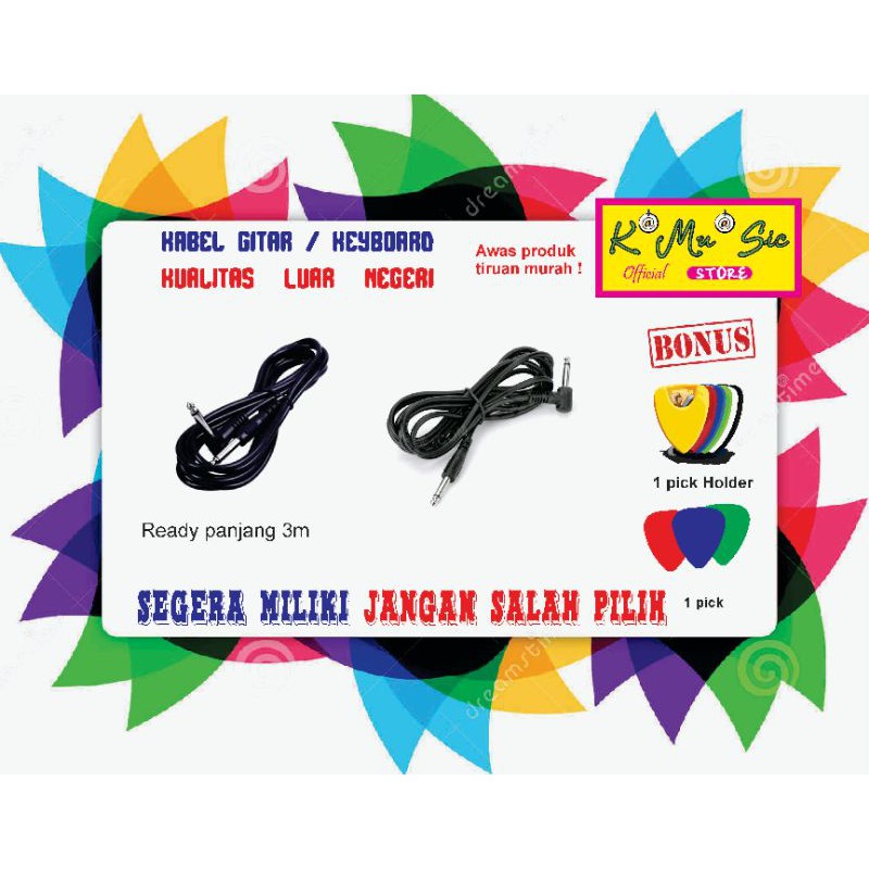 Kabel Mono - perlengkapan aksesoris Gitar/Bass/Keyboard/Drum Elektrik berkualitas