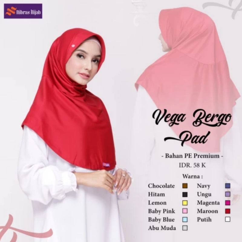 HIJAB INSAN NIBRAS VEGA BERGO PAD/HIJAB INSTAN MURAH/HIJAB INSTAN 