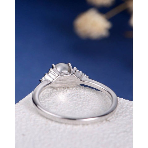 Cincin Bahan Sterling Silver 925 Hias Mutiara Warna Rose Gold Untuk Wanita Jza0119