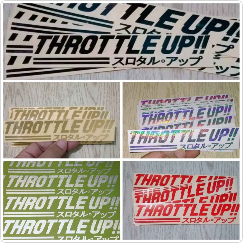 Stiker cutting THROTTLE UP kanji jepang termurah aksesoris motor helm