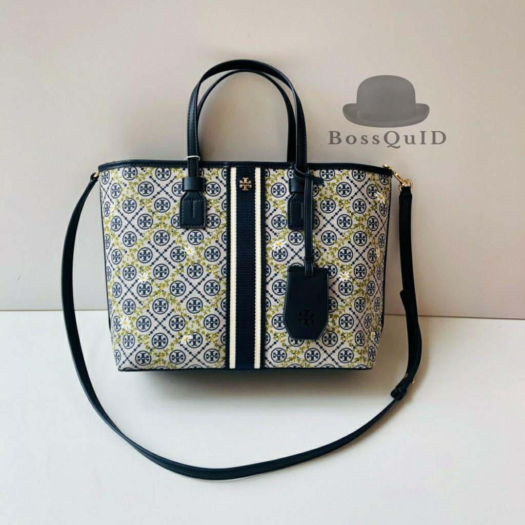 Tory Burch T Monogram Top Zip Floral Vine Tote Bag