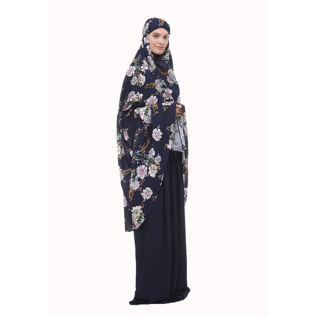 Mukena Tazbiya Mukena Dewasa Dahlia Navy
