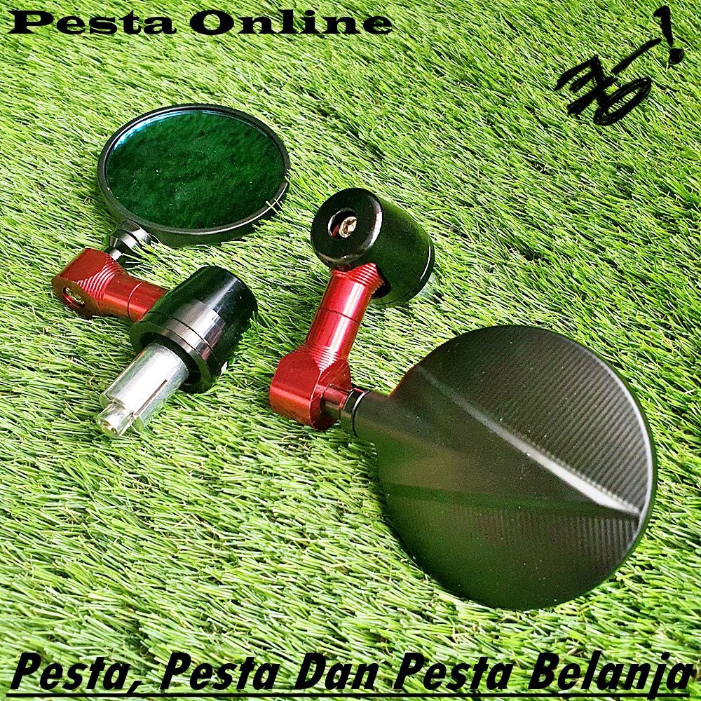 Spion Stang Bar End Kaca Spion Biru Gagang Merah CNC Yamaha Nmax Mio Beat Dll Universal Spion Jalu