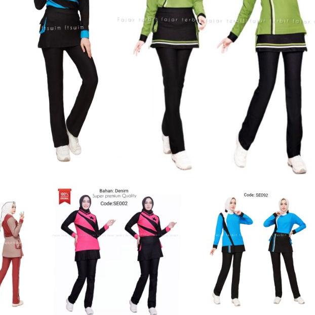 ♧ pakaian senam muslim setelan olahraga wanita pakaian zumba baju aerobik perempuan dewasa ℗