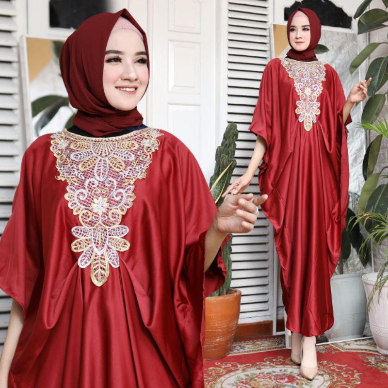 OCAH KAFTAN SATIN SUPER JUMBO LD140 OVERSIZE BIGSIZE BAJU MUSLIM KEKINIAN - RK
