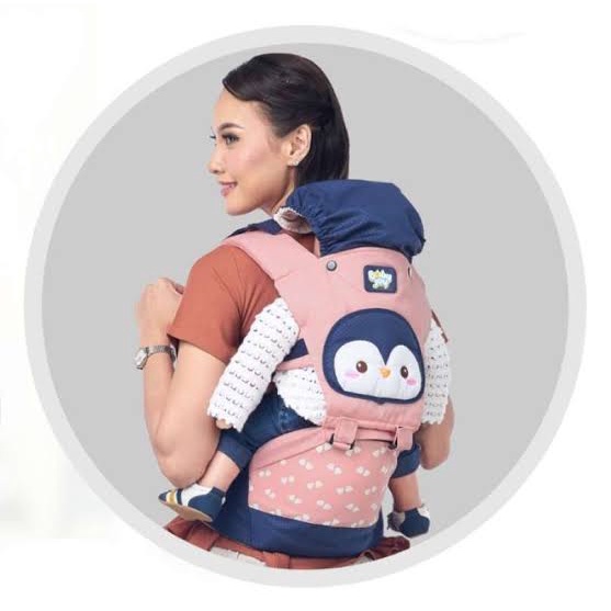 Gendongan Bayi Depan Hipseat Pinguin Series Merk Baby Joy BJG-3038 / Hipseat Pinguin / Gendongan Depan Duduk