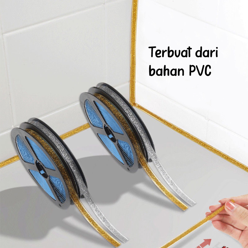 List/Tape/Perekat Stiker Anti Jamur Air Minyak PVC Wastafel Dapur Kamar Mandi List Plafon