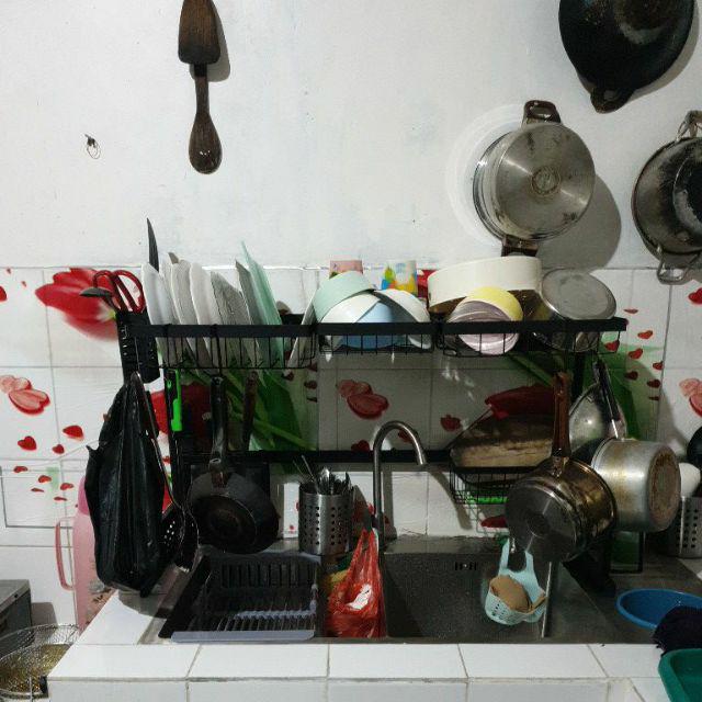 Rak Piring Wastafel 85CM Rak Piring 2 Susun Anti Karat Rak Rak Piring Wastafel 85CM Rak Piring 2 Susun Anti Karat Rak